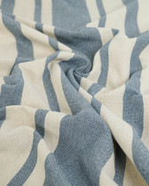 Toile de Coton Tissée à Rayures Bleu Jean