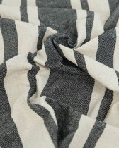 Toile de Coton Tissée à Rayures Noir