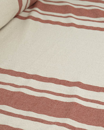 Toile de Coton Tissée à Rayures Terracotta - Mercerine