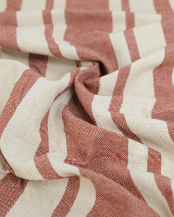 Toile de Coton Tissée à Rayures Terracotta