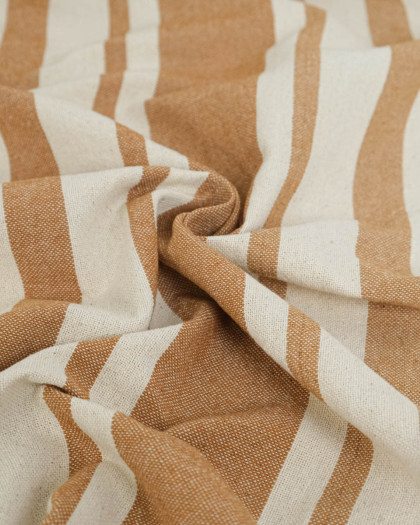 Toile de Coton Tissée à Rayures Cacahuète - Mercerine