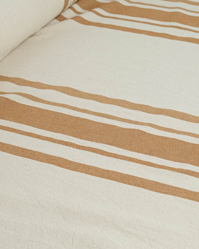 Toile de Coton Tissée à Rayures Cacahuète - Mercerine