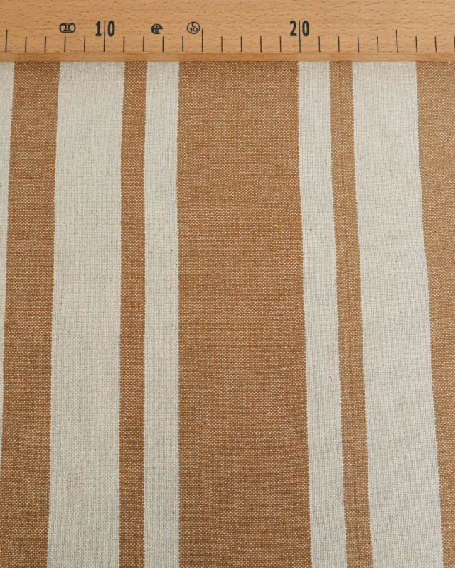 Toile de Coton Tissée à Rayures Cacahuète - Mercerine