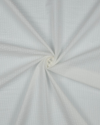 Tissu Seersucker Uni Rayures Ecru - Mercerine
