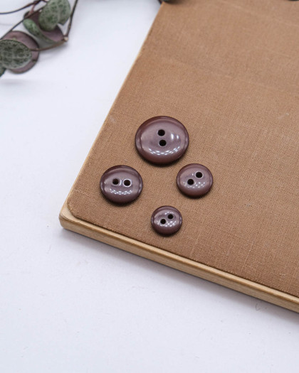 Bouton Polyester Brillant Marron