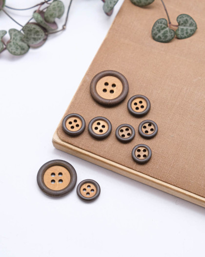 Bouton Bois Contour Kaki