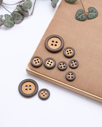 Bouton Bois Contour Kaki