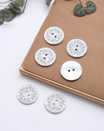 Bouton motif Fleur Contour Argent - Mercerine