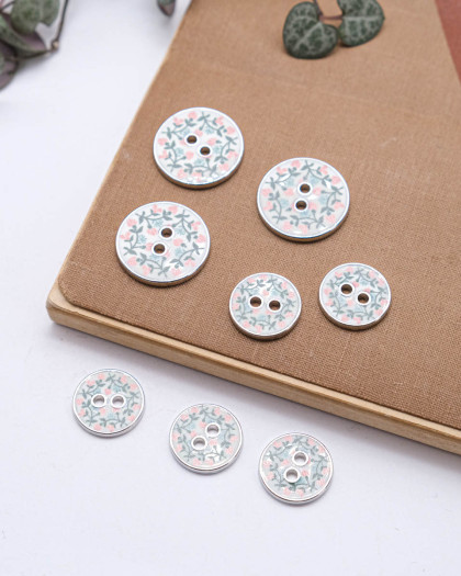 Bouton motif Fleur Contour Argent