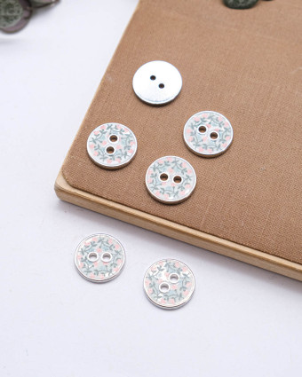Bouton motif Fleur Contour Argent - Mercerine