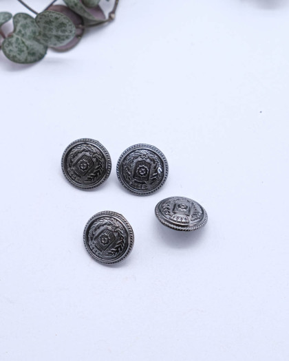 Bouton fantaisie à coudre : écusson couronne épis à pied - Mercerine