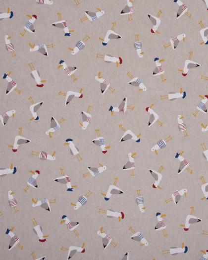 Tissu Effet Lin Petites Mouettes - Mercerine