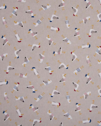 Tissu Effet Lin Petites Mouettes - Mercerine