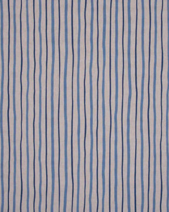 Tissu Effet Lin Digital Rayures Bleues - Mercerine
