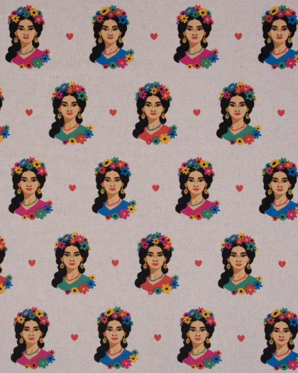 Tissu Effet Lin Viva Flower Girl - Mercerine