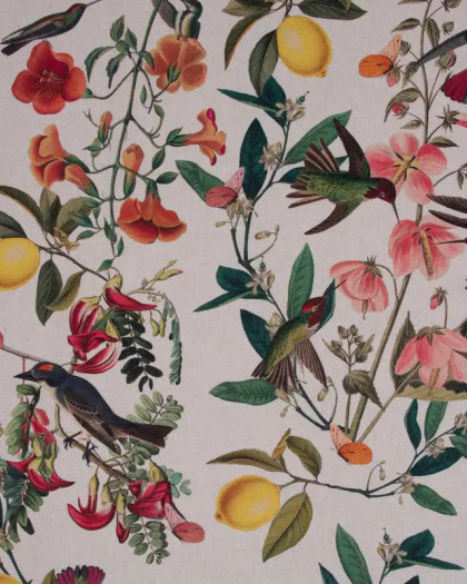 Tissu Effet Lin Digital Lemon Tropic - Mercerine