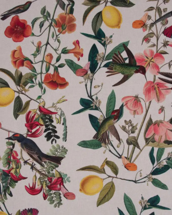 Tissu Effet Lin Digital Lemon Tropic - Mercerine