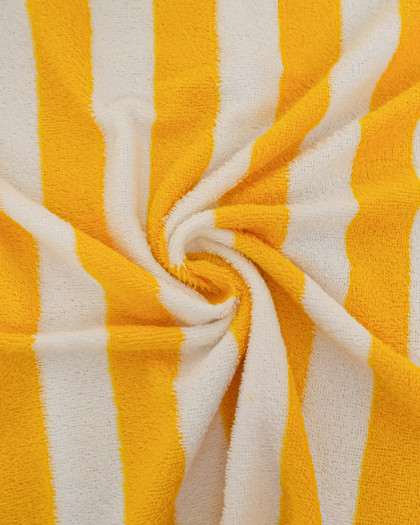 Tissu Eponge Larges Rayures Jaune et Ecru - Mercerine