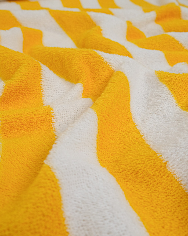 Tissu Eponge Larges Rayures Jaune et Ecru - Mercerine