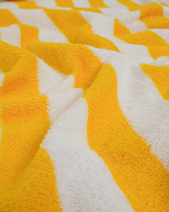 Tissu Eponge Larges Rayures Jaune et Ecru - Mercerine