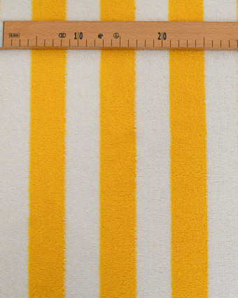 Tissu Eponge Larges Rayures Jaune et Ecru - Mercerine