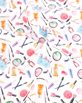 Popeline de Coton Imprimée Maquillage