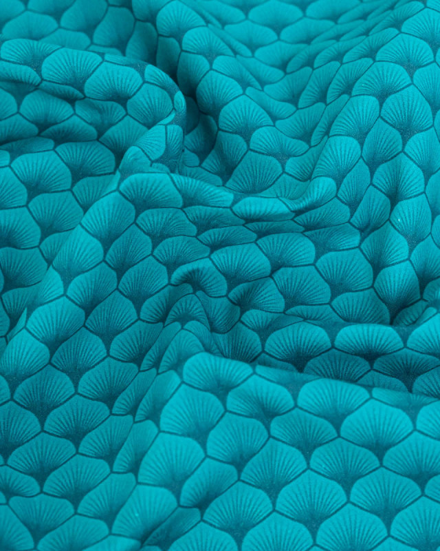 Popeline de coton Osaka Bleu Vert - Mercerine
