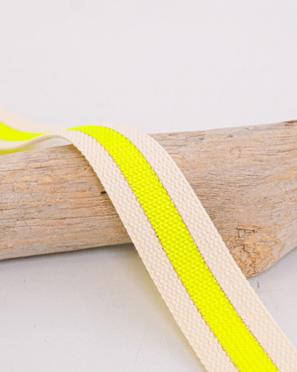 Sangle Coton Bicolore Jaune Fluo Lurex Doré - Mercerine