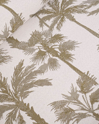 Tissu Jacquard Palmier Vert