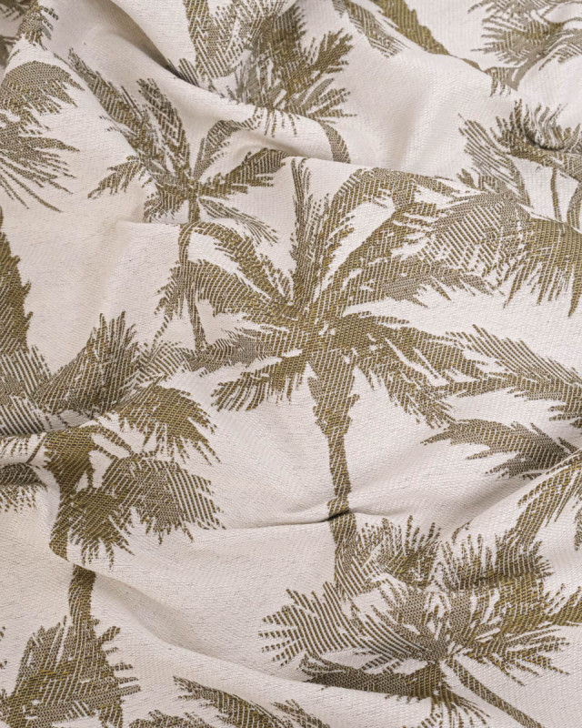 Tissu Jacquard Palmier Vert - Mercerine