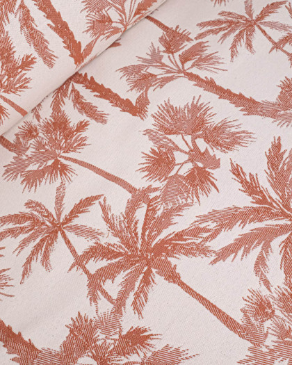 Tissu Jacquard Palmier Terracotta - Mercerine