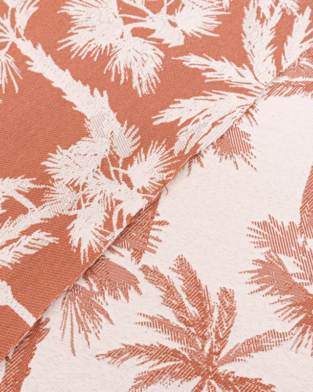 Tissu Jacquard Palmier Terracotta - Mercerine