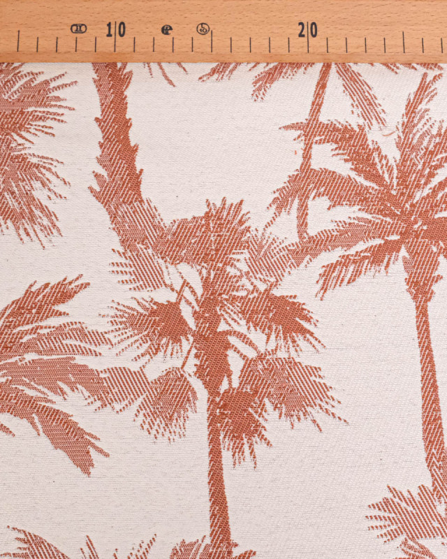 Tissu Jacquard Palmier Terracotta - Mercerine