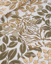 Tissu Jacquard Tigre Vert Or