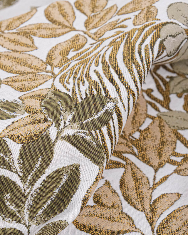 Tissu Jacquard Tigre Vert Or - Mercerine