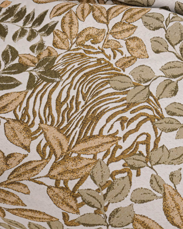 Tissu Jacquard Tigre Vert Or - Mercerine