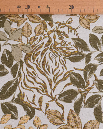 Tissu Jacquard Tigre Vert Or - Mercerine