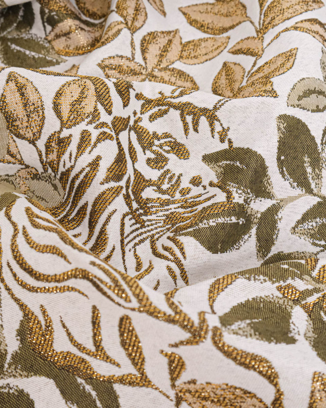 Tissu Jacquard Tigre Vert Or - Mercerine