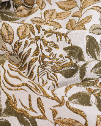 Tissu Jacquard Tigre Vert Or - Mercerine