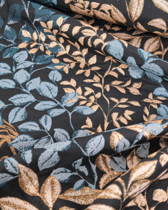 Tissu Jacquard Tigre Bleu Or - Mercerine