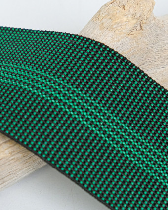 Sangle Elastique Motifs Géométriques Noirs et Verts - Mercerine