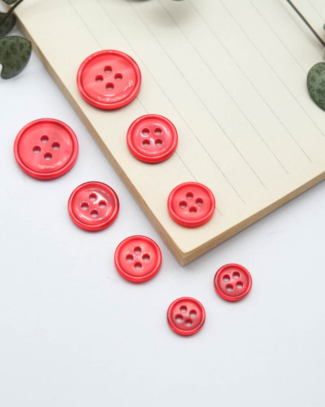 Bouton Bourrelet Vernis - Rouge - Mercerine