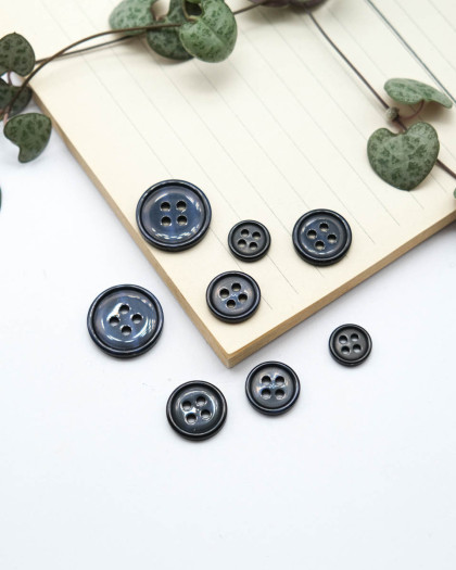 Bouton Bourrelet Vernis - Bleu Marine - Mercerine