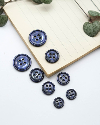 Bouton Bourrelet Vernis - Bleu - Mercerine