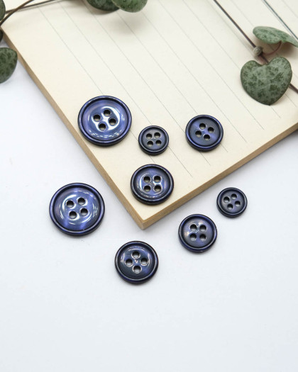 Bouton Bourrelet Vernis - Bleu