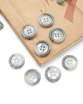 Bouton Effet Marbre à Rebord - Gris - Mercerine