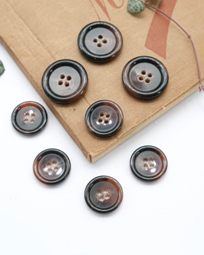 Bouton Effet Marbre à Rebord - Marron Foncé - Mercerine