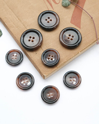 Bouton Effet Marbre à Rebord - Marron Foncé - Mercerine