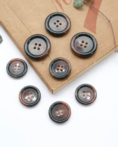 Bouton Effet Marbre à Rebord - Marron Foncé