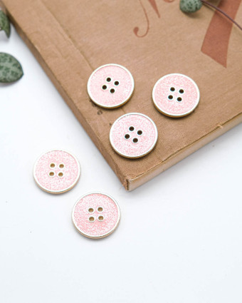 Bouton Paillettes et Tour Doré - Rose - Mercerine